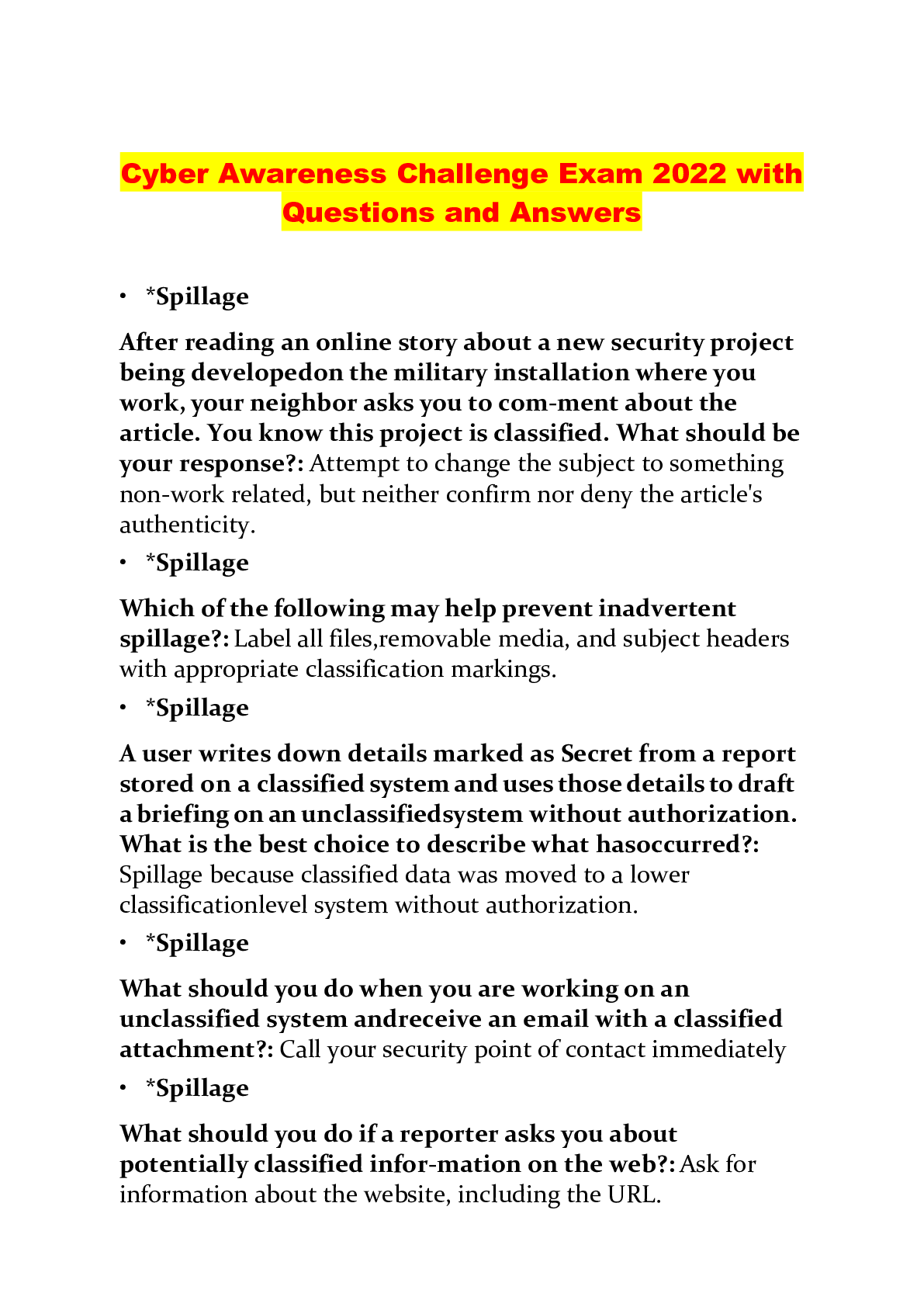 Cyber Awareness 2024 Test Answers - Ines Tallie